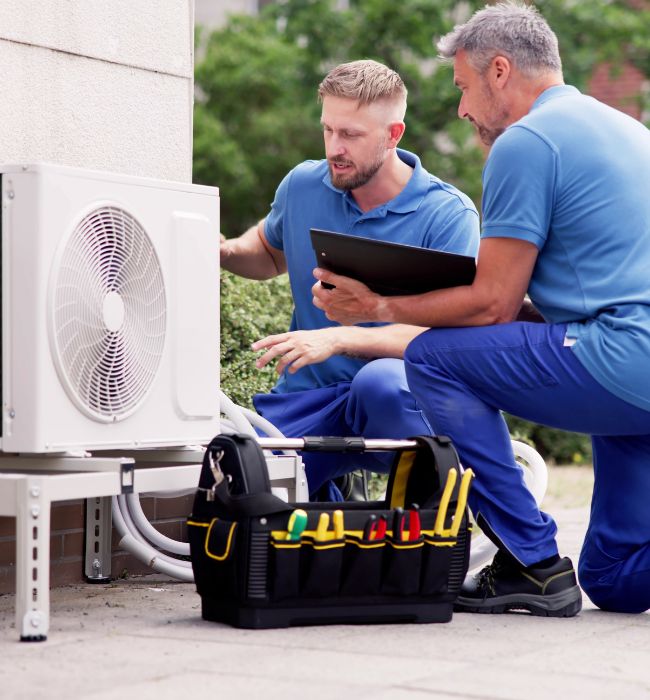 farmer walking through crops 2 HVAC Technicians